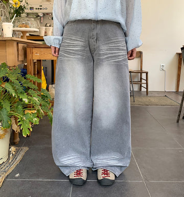 Hamens Washing Denim Wide Pants